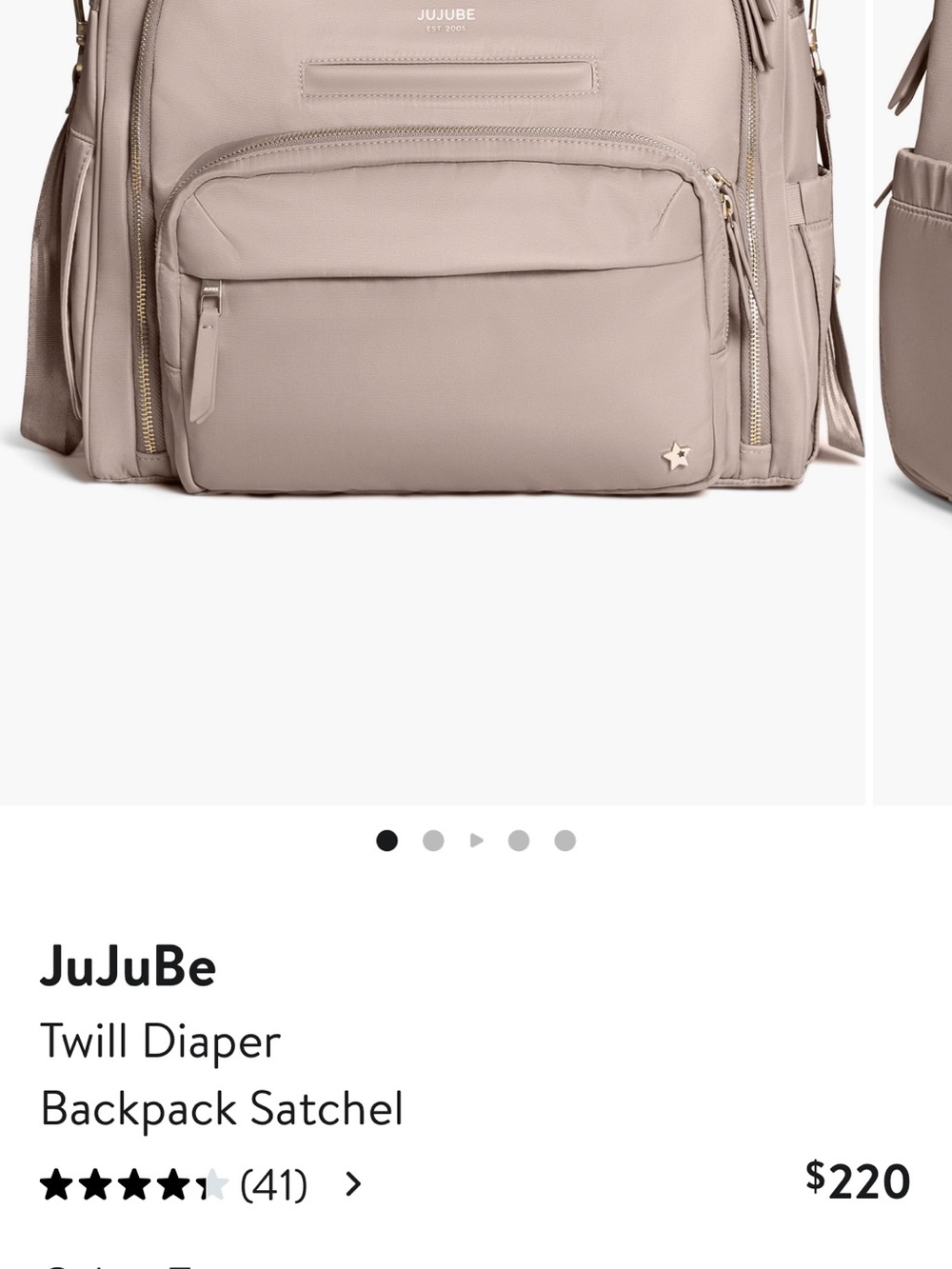Ju-Ju-Be Twill Diaper Backpack Satchel in Taupe